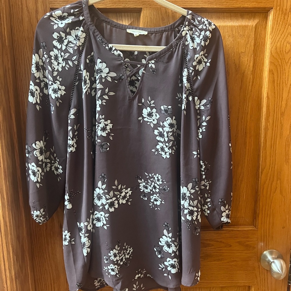 Maurices Brown Floral Blouse